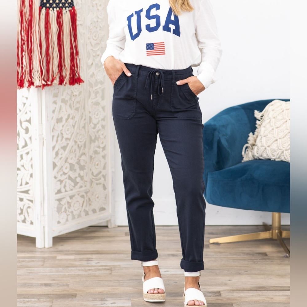 Judy Blue Navy pull on joggers 16w Available